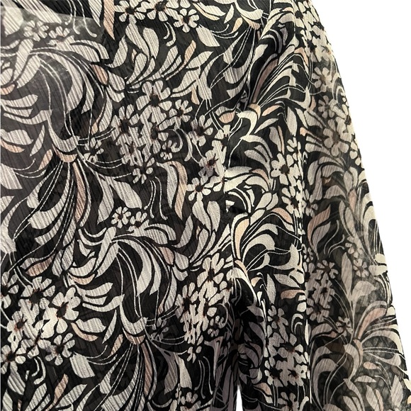 Notations Sheer Floral Print Blouse w/tie back - Picture 4 of 5